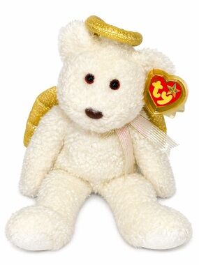 Ty Beanie Baby Angel Bear Halo Wings Gold Sparkle Plush 10” Stuffed Toy